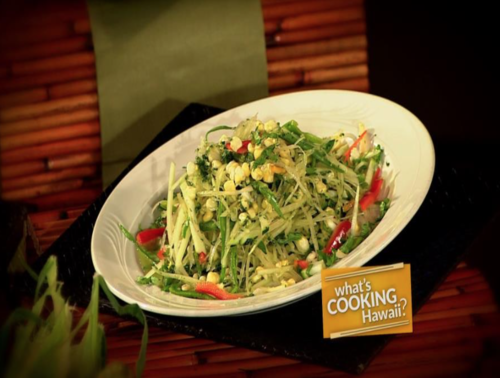 Green Papaya Salad with Cilantro-Basil Dressing